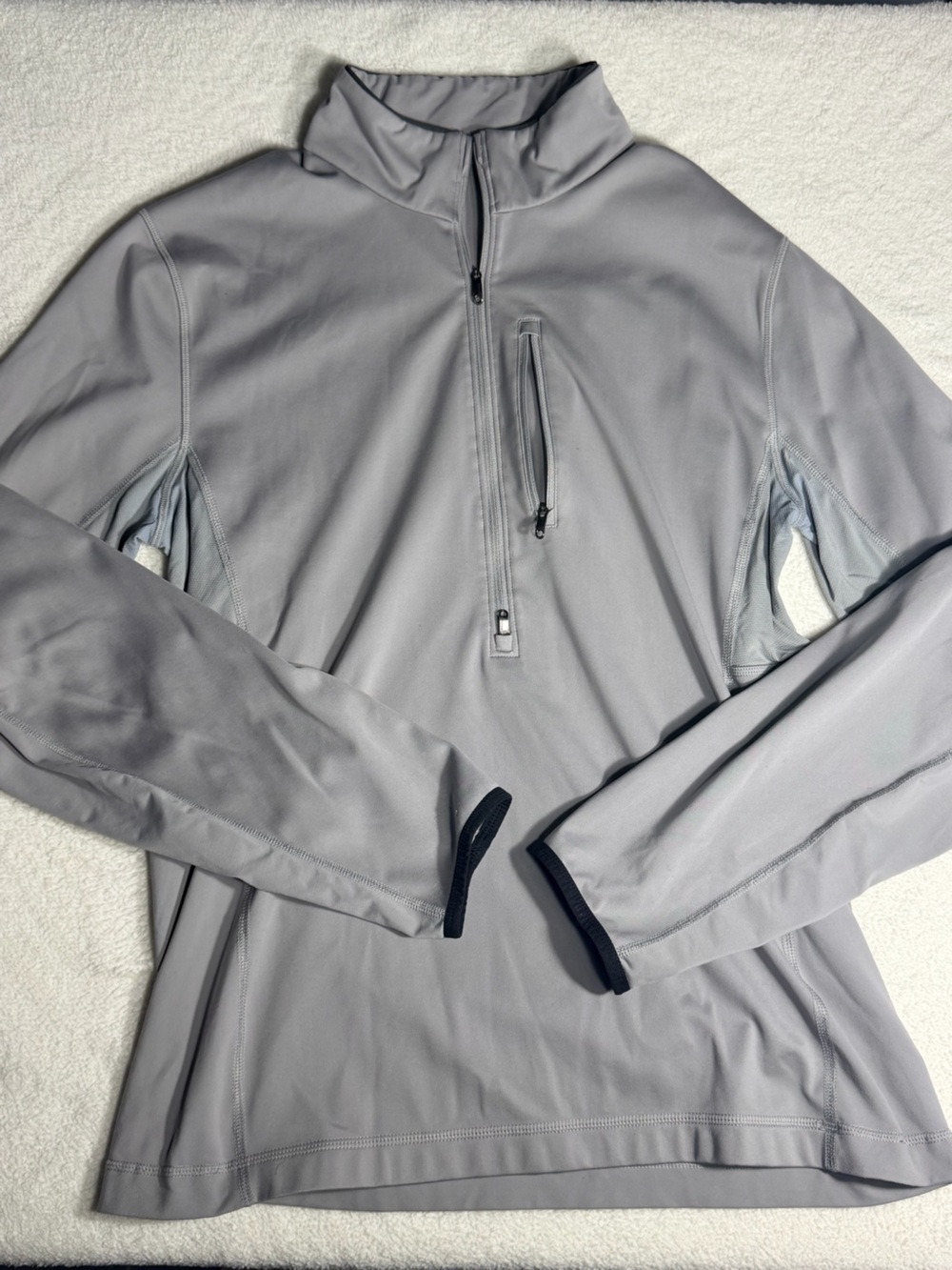 Nike Gray Quarter-Zip Therma-Fit Performance Pullover with Blue Stripes | Medium - Picture 4 of 6